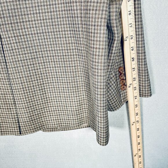 Ralph Lauren Blazer Mens 40R Tan Silk Wool Gingham Plaid Sport Coat Jacket - Picture 14 of 15